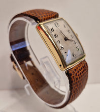 Load image into Gallery viewer, A Rectangular Large Size 1930s 18ct Gold Omega Wrist Watch.