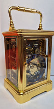 Load image into Gallery viewer, A Fine Quality Late 19th Century French Gilt Corniche Cased Repeating Carriage Clock By SJ Rety Pollfr, Paris