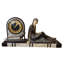 Load image into Gallery viewer, A 1920s Large Size Art Deco French Mantle Clock.