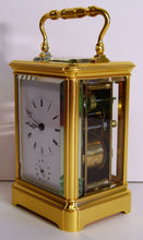 Load image into Gallery viewer, A Fine Quality Late 19th Century French Gilt Gorge Cased Repeating Carriage With Alarm