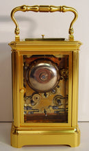 Load image into Gallery viewer, A Fine Quality Late 19th Century French Gilt Gorge Cased Repeating Carriage With Alarm