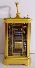 Load image into Gallery viewer, A Fine Quality Late 19th Century French Gilt Gorge Cased Repeating Carriage With Alarm