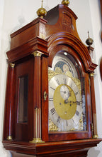 Load image into Gallery viewer, An English George III 18th Century Flame Mahogany Moonroller Longcase Clock