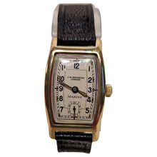 Load image into Gallery viewer, JW Benson–Retailed Marine “Water Proof” Tonneau Wristwatch in 9ct Gold (1929)