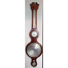 Load image into Gallery viewer, A Fine Quality Flame Mahogany Wheel Barometer By Chas Pitsalli With Verge Clock