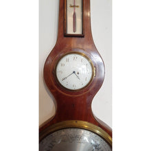 Load image into Gallery viewer, A Fine Quality Flame Mahogany Wheel Barometer By Chas Pitsalli With Verge Clock