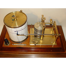 Load image into Gallery viewer, A 1920's Mahogany English Barograph With Chart Draw And Ink Bottle