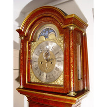 Load image into Gallery viewer, An English George III Late 18th Century Red Lacquer 2-train Moonroller Longcase Clock By James Gibb