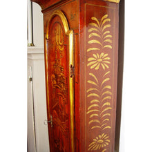 Load image into Gallery viewer, An English George III Late 18th Century Red Lacquer 2-train Moonroller Longcase Clock By James Gibb