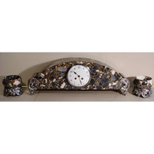 Load image into Gallery viewer, A Stunning 1920s French Grey Breccia Marble And Silver Plated Bronze Three Piece Clock Set