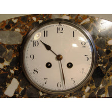 Load image into Gallery viewer, A Stunning 1920s French Grey Breccia Marble And Silver Plated Bronze Three Piece Clock Set