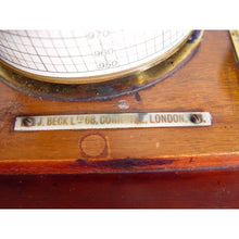 Load image into Gallery viewer, A 1920's Mahogany English Barograph With Chart Draw And Ink Bottle