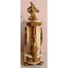 Load image into Gallery viewer, A Small Size Lovely French Late 19th Century Louis XVI Style White Carrera Marble And Gilt Bronze Clock t