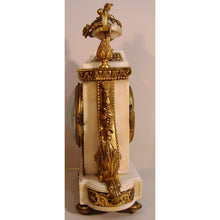 Load image into Gallery viewer, A Small Size Lovely French Late 19th Century Louis XVI Style White Carrera Marble And Gilt Bronze Clock t