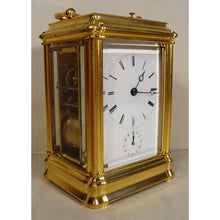 Load image into Gallery viewer, A 19th Century French Gilt Bronze Gorge Case Repeating Carriage Clock
