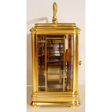 Load image into Gallery viewer, A 19th cent French Gilt Bronze Gorge Case Striking Carriage Clock by Henry Jacot Paris With Box And Key
