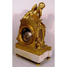 Load image into Gallery viewer, A Small Size Lovely French Louis XVI Style White Carrera Marble And Gilt Bronze Clock