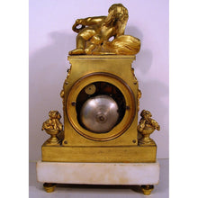 Load image into Gallery viewer, A Small Size Lovely French Louis XVI Style White Carrera Marble And Gilt Bronze Clock