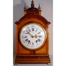 Load image into Gallery viewer, An English Edwardian Flame Mahogany And Satinwood Banded Bracket Clock Retailed by J.W Benson
