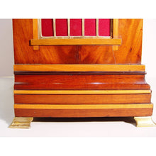 Load image into Gallery viewer, An English Edwardian Flame Mahogany And Satinwood Banded Bracket Clock Retailed by J.W Benson