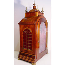 Load image into Gallery viewer, An English Edwardian Flame Mahogany And Satinwood Banded Bracket Clock Retailed by J.W Benson