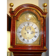 Load image into Gallery viewer, A 1780 Red Japanned And Poly Chrome Gilt Chinoiserie longcase clock By William Cox, London
