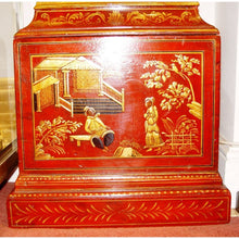 Load image into Gallery viewer, A 1780 Red Japanned And Poly Chrome Gilt Chinoiserie longcase clock By William Cox, London