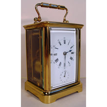 Load image into Gallery viewer, A Fine Quality Late 19th Cent French Polished Brass Corniche Case Carriage Clock With Alarm
