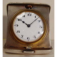Load image into Gallery viewer, A Fold able Edwardian Hallmarked Silver Case Travelling Clock With Presentation For 1925