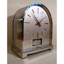 Load image into Gallery viewer, A Rare Rhodium Plated 1970's Swiss Bollard Model Atmos Clock In An Arch Topped Case