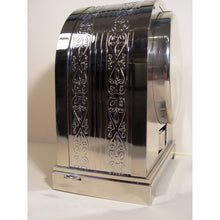 Load image into Gallery viewer, A Rare Rhodium Plated 1970's Swiss Bollard Model Atmos Clock In An Arch Topped Case