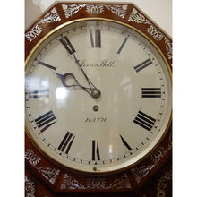 Load image into Gallery viewer, An English late Victorian Rosewood And MOP 12-inch Drop-Dial Wall Clock by James Bell, Bath