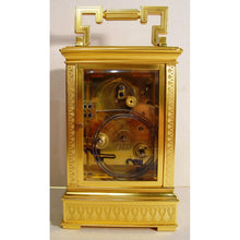 Load image into Gallery viewer, A Soldano French Engraved Gilt Case Repeating Carriage Clock,Retailed By French, London
