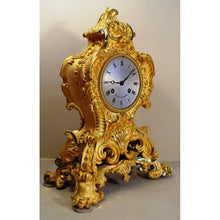 Load image into Gallery viewer, A French 1830's Gilt Bronze Rococo Mantel Clock By Le Roy, Paris