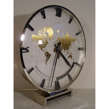 Load image into Gallery viewer, A 1960's Electro / Mechanical Wind Kienzle Nickell Plated World Time Desk Table Clock,