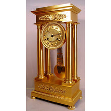 Load image into Gallery viewer, A Stunning Gilt Bronze French Empire Portico Clock By August Lambelet Laine A Lyon