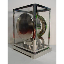 Load image into Gallery viewer, A 1950's Rhodium Plated Jaeger Classic Model Swiss Atmos Clock With Roman Numerals And Box