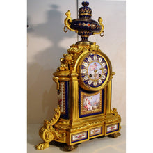 Load image into Gallery viewer, A Large Stunning 19th c French Gilt Bronze And Sevres Jewelled Porcelain Three Piece Clock Garniture,Paris,
