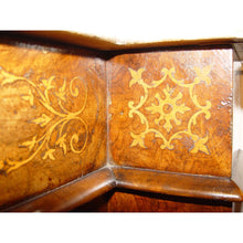 Load image into Gallery viewer, An English Victorian Bur Walnut And Boxwood Inlay Credenza With A Carrera White Marble Top