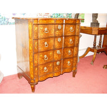 Load image into Gallery viewer, A DUTCH WALNUT, OAK AND MARQUETRY SERPENTINE CHEST OF DRAWERS