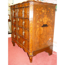 Load image into Gallery viewer, A DUTCH WALNUT, OAK AND MARQUETRY SERPENTINE CHEST OF DRAWERS