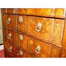 Load image into Gallery viewer, A DUTCH WALNUT, OAK AND MARQUETRY SERPENTINE CHEST OF DRAWERS
