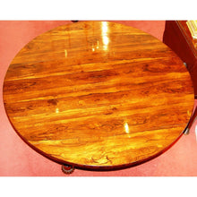 Load image into Gallery viewer, An English William IV Finely Figured Rosewood Regency Tilt-Top Pedestal Breakfast Table