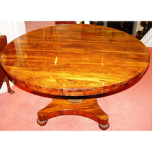 Load image into Gallery viewer, An English William IV Finely Figured Rosewood Regency Tilt-Top Pedestal Breakfast Table