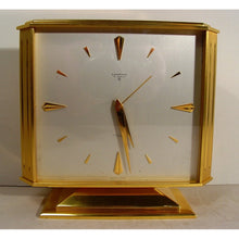 Load image into Gallery viewer, A Rectangular Good Quality 1960&#39;s Swiss 8-Day Gilt Brass Mantel Clock By Looping With Alarm.
