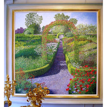 Load image into Gallery viewer, An Original Acrylic On Canvas, Pointillist Style Painting Of The Walled Garden At Kellie Castle