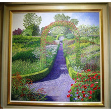 Load image into Gallery viewer, An Original Acrylic On Canvas, Pointillist Style Painting Of The Walled Garden At Kellie Castle