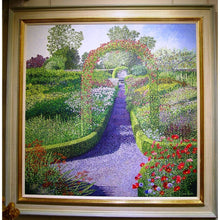 Load image into Gallery viewer, An Original Acrylic On Canvas, Pointillist Style Painting Of The Walled Garden At Kellie Castle