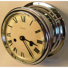 Load image into Gallery viewer, An Early 20th Century Nickell Plated Cased Ship's Bulkhead Clock By Celeste