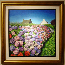 Load image into Gallery viewer, An Original Acrylic On Canvas, Pointillist Style Painting Of Hydrangeas in Vannes By Susan Entwistle